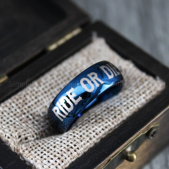 Ride or Die Ring, Blue Wedding Band, Ride or Die Wedding Band - Image 1