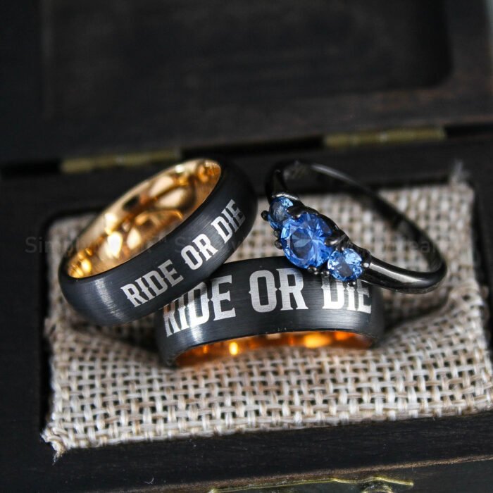 Ride or Die Rings, Ride or Die, Ride or Die Wedding Rings, Ride or Die Wedding Bands, Black Wedding Rings, Black Wedding Bands, Biker Rings - Image 1