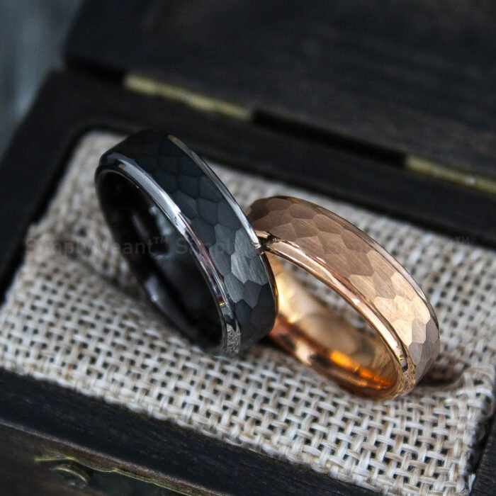 Hammered Wedding Bands, Hammered Rings, Couple Wedding Rings, Matching Rings - Image 1