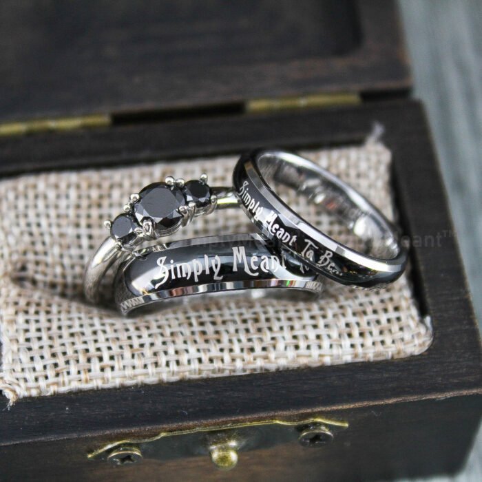 Simply Meant To Be Rings, Simply Meant To Be Wedding Bands, Black Wedding Bands - Image 1