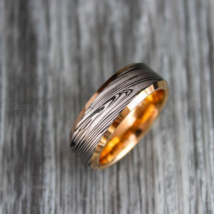 Damascus Steel Ring, Damascus Steel Wedding Band, Damascus Steel Wedding Ring - Image 1