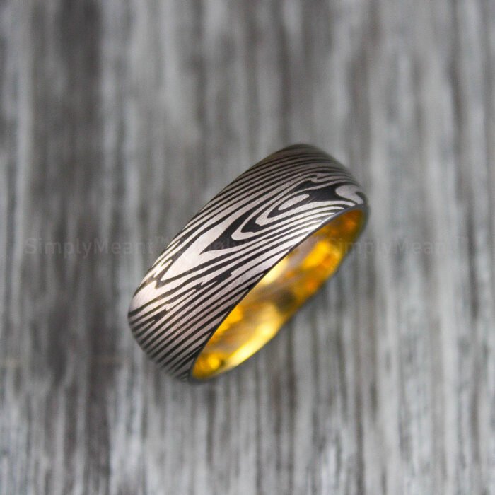 Damascus Steel Ring, Damascus Steel Wedding Band, Damascus Steel Wedding Ring - Image 1