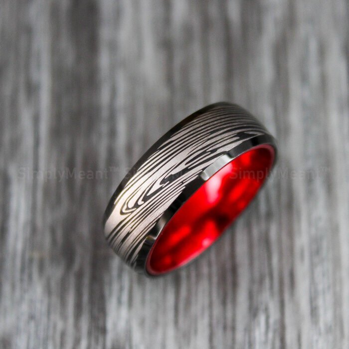 Damascus Steel Ring, Damascus Steel Wedding Band, Damascus Steel Wedding Ring - Image 1