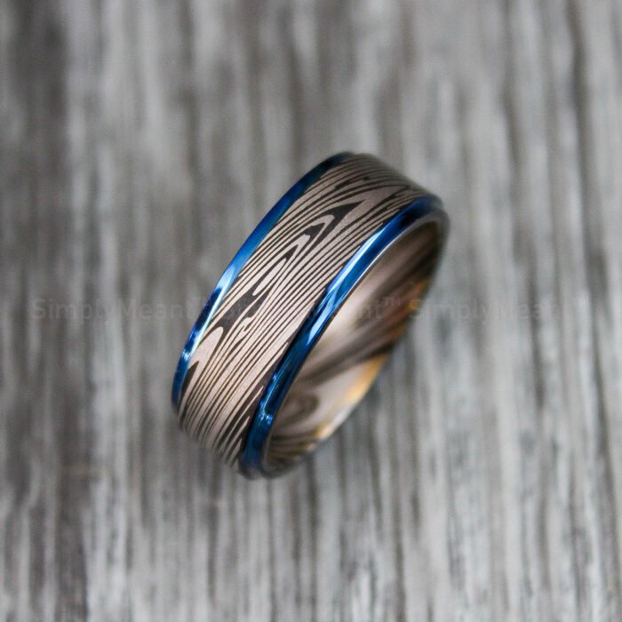 Damascus Steel Ring, Damascus Steel Wedding Band, Damascus Steel Wedding Ring - Image 1