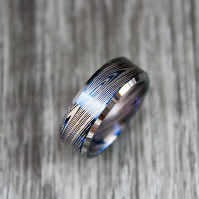 Damascus Steel Ring, Damascus Steel Wedding Band, Damascus Steel Wedding Ring - Image 1