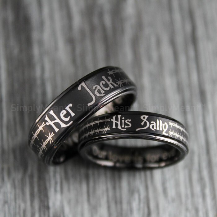 Her Jack His Sally Rings, Simply Meant To Be Wedding Bands, Couple Rings - Image 3