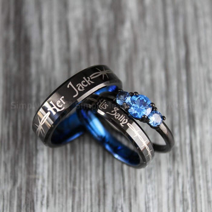Her Jack His Sally Rings, Simply Meant To Be Wedding Bands, Couple Rings - Image 1