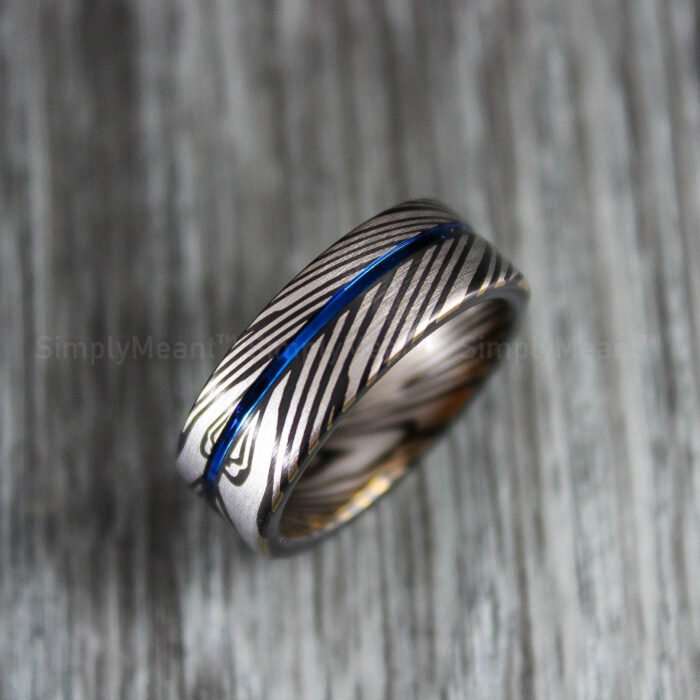 Damascus Steel Ring, Damascus Steel Wedding Band, Damascus Steel Wedding Ring - Image 1