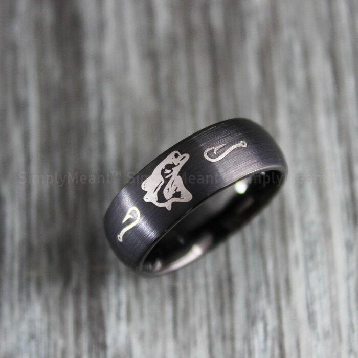 Fishing Ring, Bass Fishing Ring, Fishing Wedding Band, Fishing Jewelry - Image 1