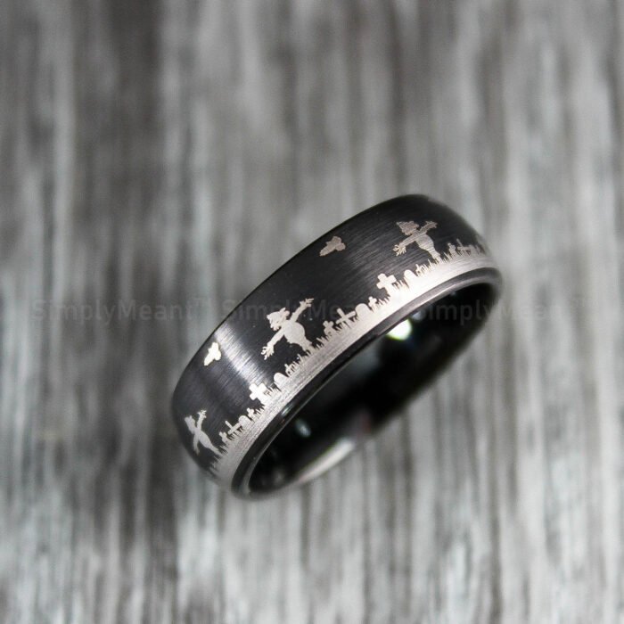 Scarecrow Ring, Halloween Wedding Ring, Halloween Jewelry, Halloween Ring - Image 1