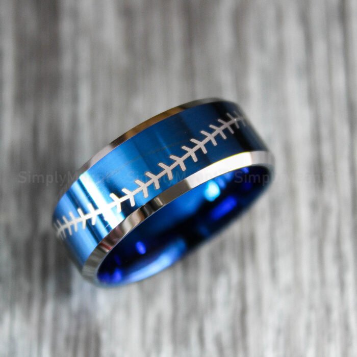 Baseball Ring, Baseball Jewelry, Baseball Stitch Wedding Band - Image 1