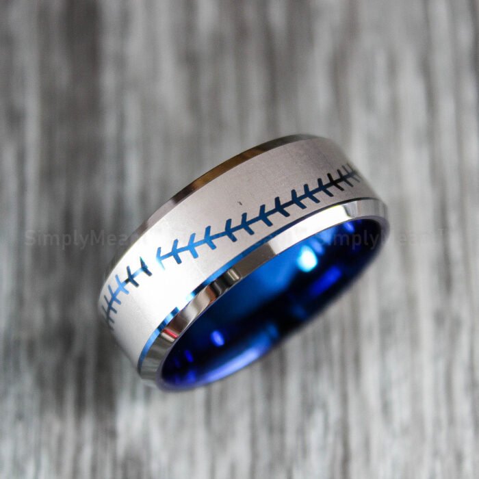 Baseball Ring, Baseball Jewelry, Baseball Stitch Wedding Band - Image 1