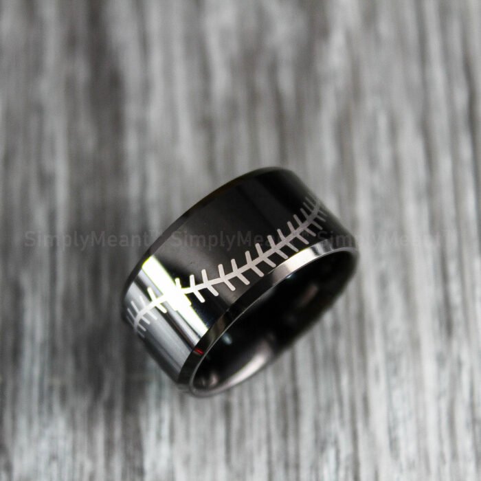 Baseball Ring, Baseball Jewelry, Baseball Stitch Wedding Band - Image 1