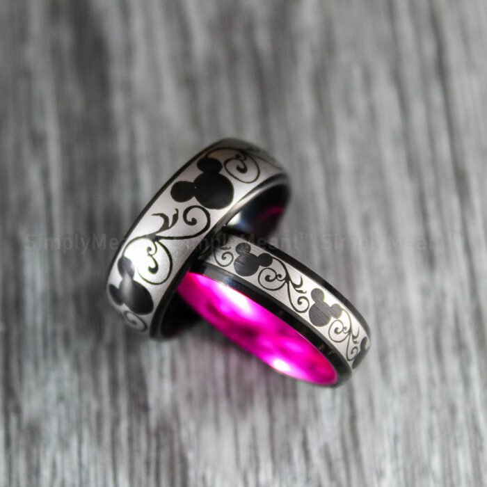 Mickey Mouse Rings, Mickey Mouse Wedding Bands, Matching Couple Rings - Image 1