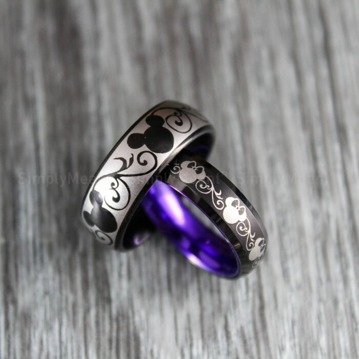 Mickey Mouse Rings, Mickey Mouse Wedding Bands, Matching Couple Rings - Image 1