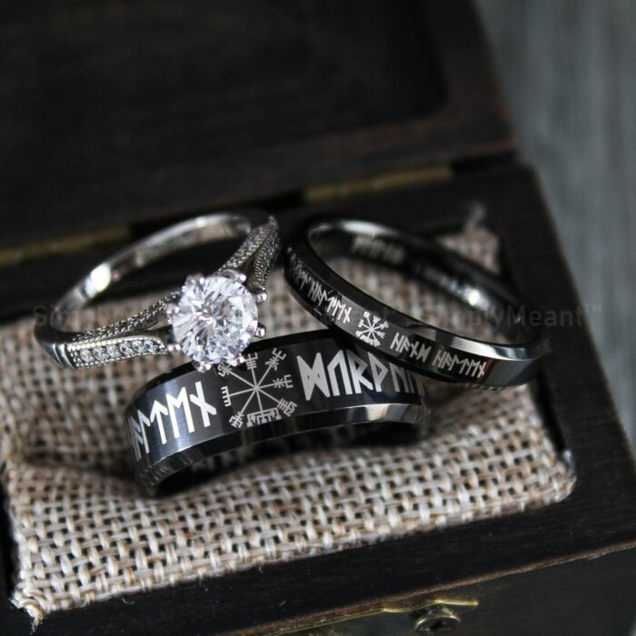 Runes Rings, Til Valhalla Rings, Til Valhalla Wedding Bands, Nordic Runes Rings - Image 1