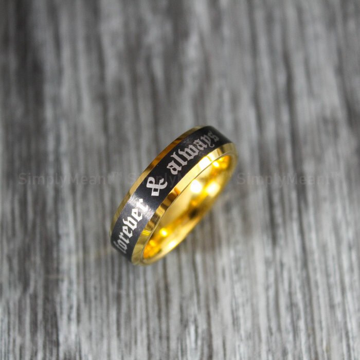 Forever and Always Rings, Black Wedding Bands, Couple Ring Set, Matching Couple Rings - Image 4
