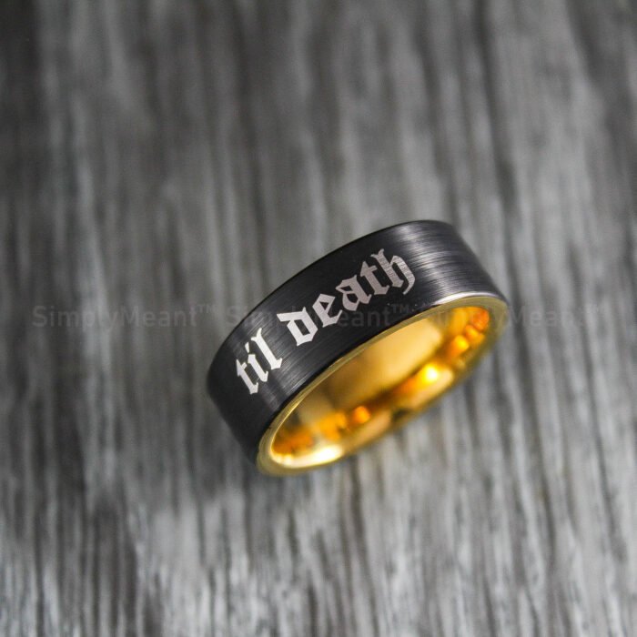 Til Death Do Us Part Rings, Black Wedding Bands, Couple Ring Set, Matching Couple Rings - Image 3