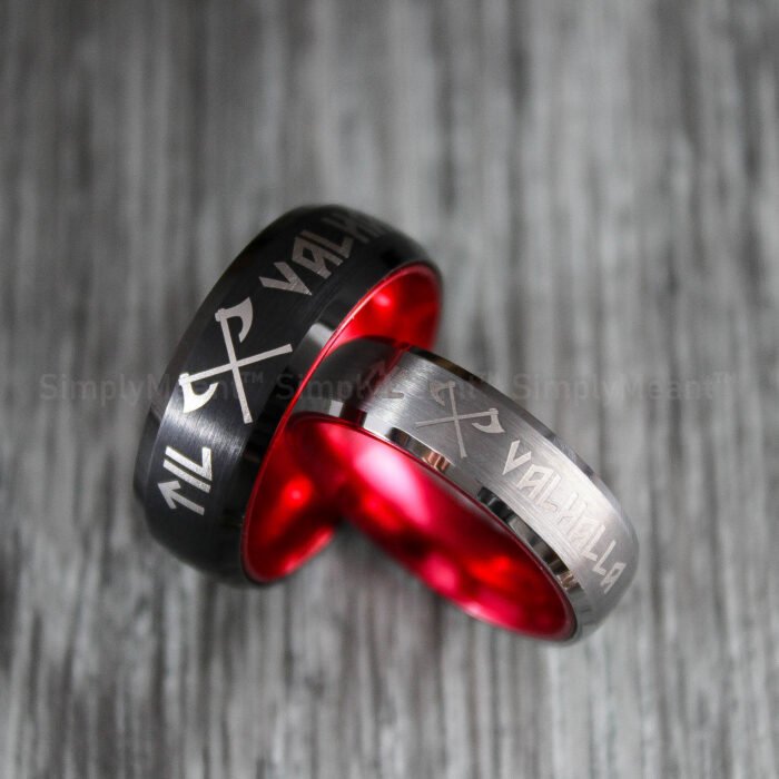 Til Valhalla Rings, Til Valhalla Wedding Bands, Vikings Couple Rings - Image 1