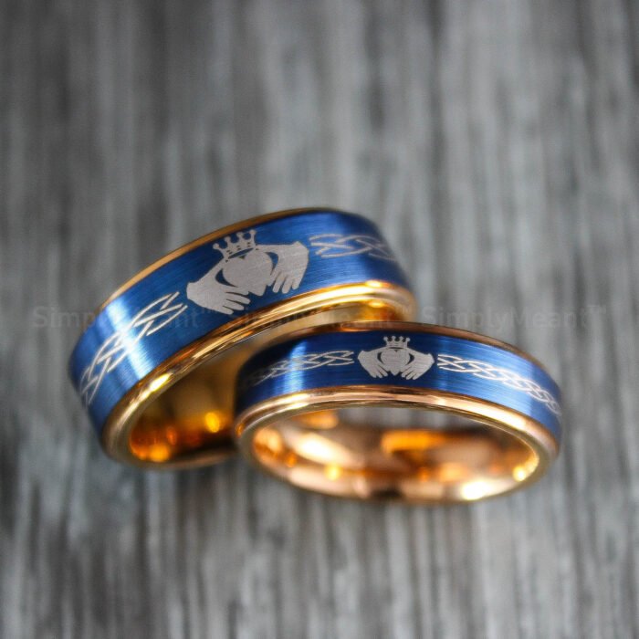 Claddagh Rings, Claddagh Couple Wedding Bands, Irish Rings, Couple Ring Set - Image 1
